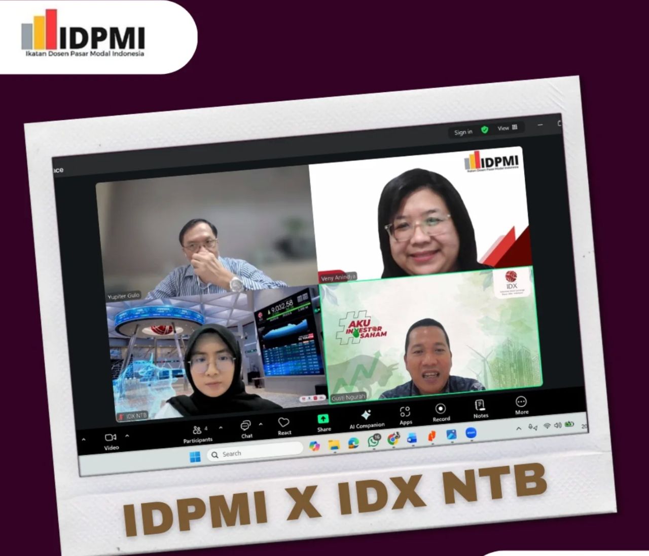 IDPMI dan IDX NTB Bahas Peluang Kolaborasi Penguatan Literasi Pasar Modal