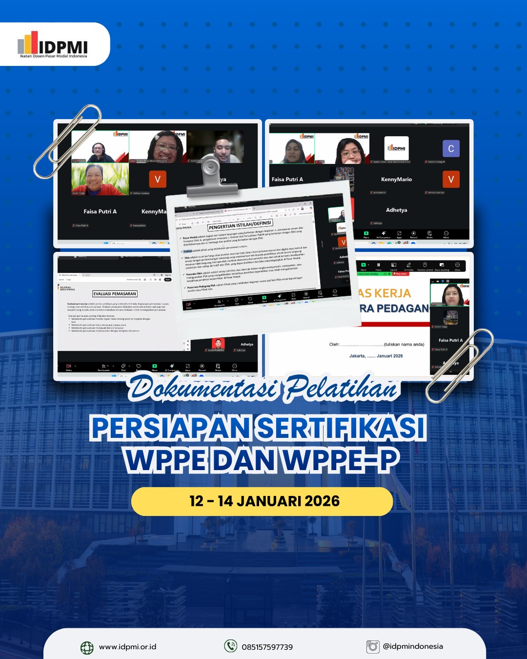 IDPMI Gelar Pelatihan Persiapan Sertifikasi WPPE & WPPE-P