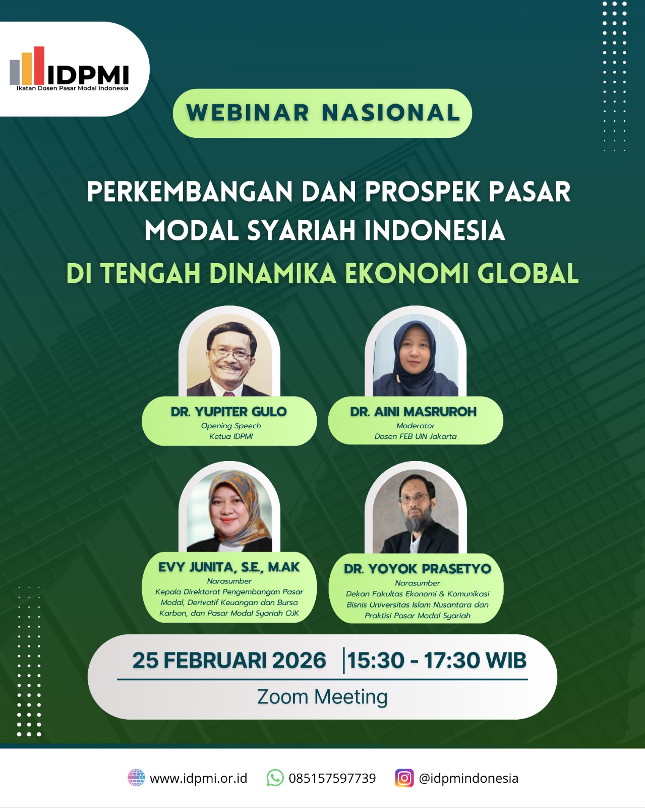 Webinar Nasional: Perkembangan dan Prospek Pasar Modal Syariah Indonesia di Tengah Dinamika Ekonomi Global